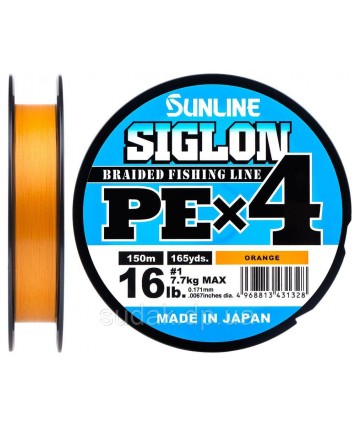 Шнур Sunline Siglon PE х4 150m (оранж.) #1.0/0.171mm 16lb/7.7kg Шнур Sunline Siglon PE х4 150m (оранж.) #1.0/0.171mm 16lb/7.7kg